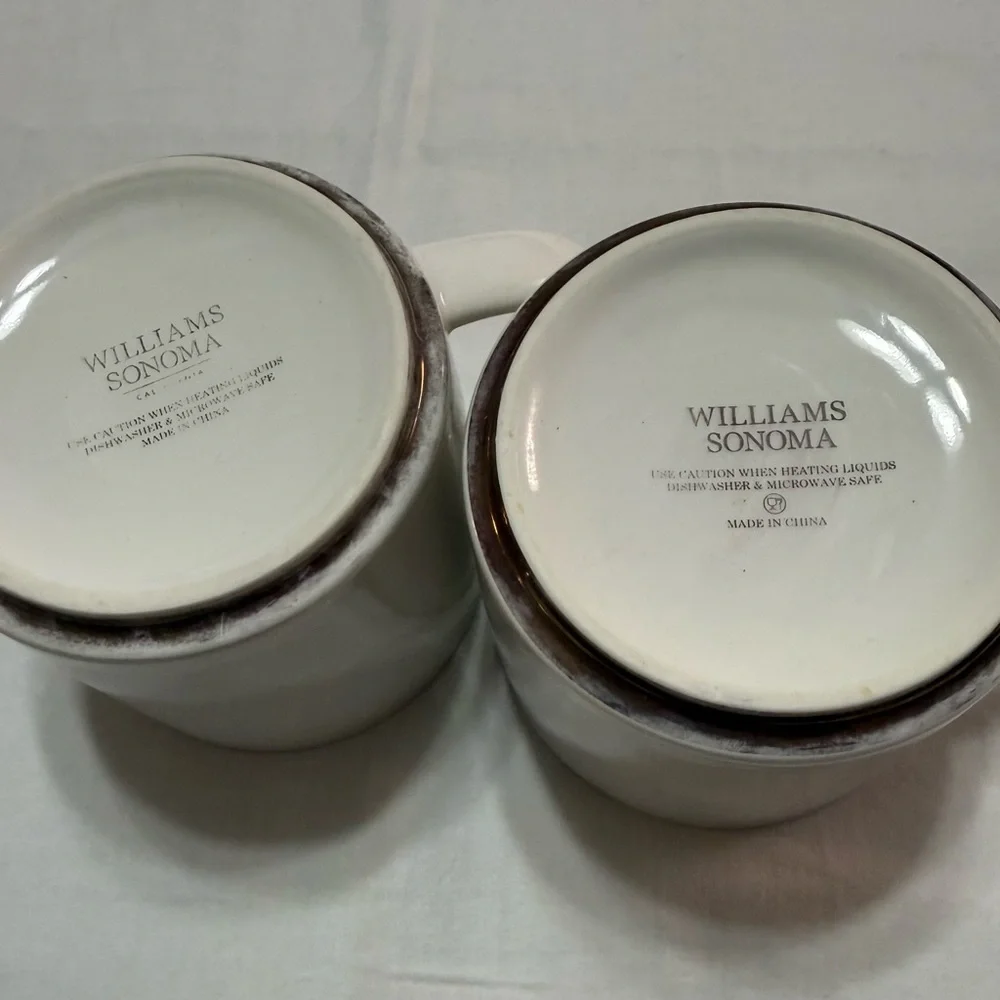 Williams Sonoma White Monogram Mugs
